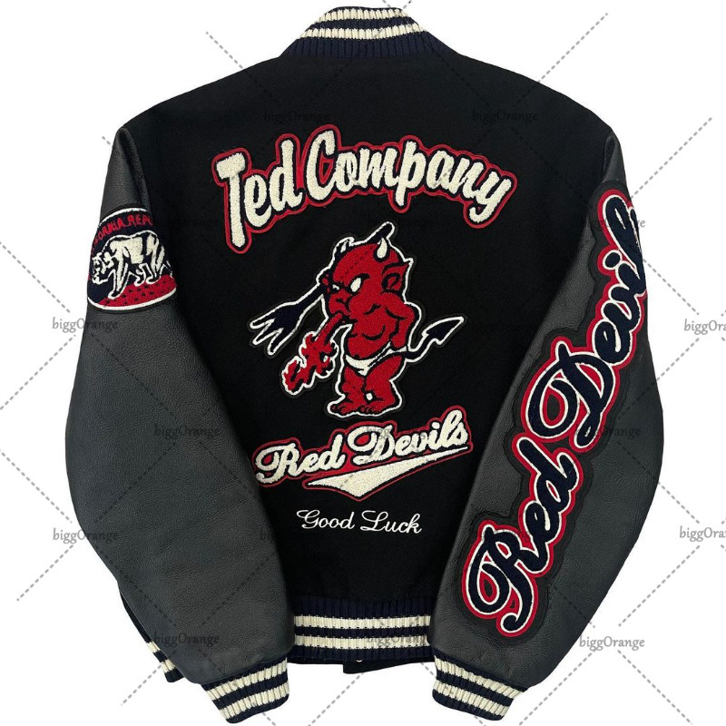 Men's Jackets 2023 American Devil Embroidered Jacket High Street Hip Hop Anime Baseball Uniform Retro Harajuku Goth Oversized Men 230531