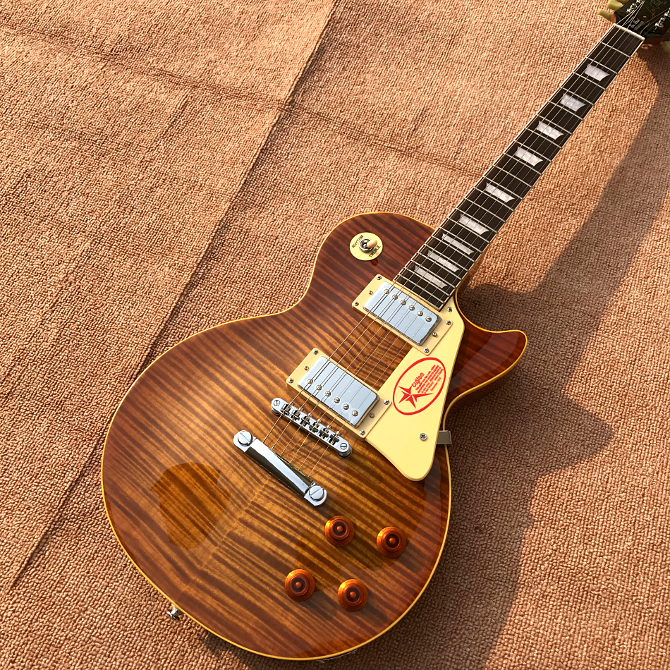 

Wholesale Custom shop 1959 R9 Tiger Flame electric guitar Standard LP 59 electric guitar HOT! Free delivery