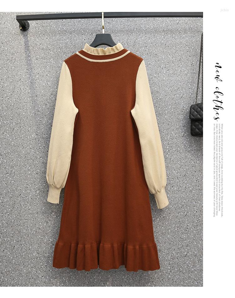 Casual Dresses Good Quality Pregnant Woman Thick Sweater Winter Fashion Pregnancy Clothes Long Lantern Sleeve Patchwork Maternity Knitted