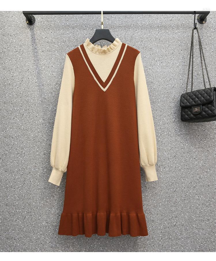 Casual Dresses Good Quality Pregnant Woman Thick Sweater Winter Fashion Pregnancy Clothes Long Lantern Sleeve Patchwork Maternity Knitted