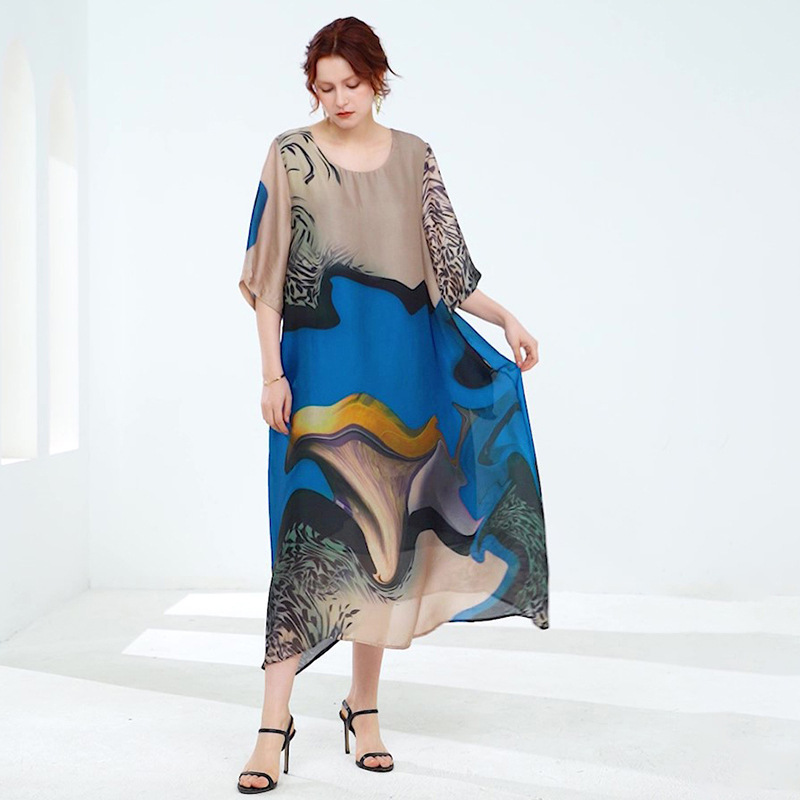 71125# JRY New Summer Women Loose Chiffon Dress Round Collar Half Sleeve Casual Dress Lady Printing Casual Dress Blue Red
71125# JRY New Summer Women Loose Chiffon Dress Round Collar Half Sleeve Casual Dress Lady Printing Casual Dress Blue Red