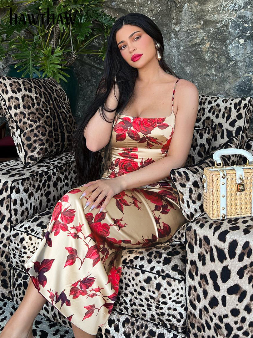 Basic Casual Dresses Hawthaw Women Floral Printed Bodycon Party Beach Vacation Midi Dress Streetwear Summer Clothes Wholesale Items For Business 23053