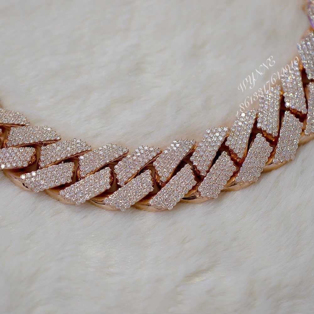 necklace Cuban Link Chain moissanite chain Heavier Big Guy 20mm 4 Row Diamonds 925 Sterling Silver Iced Out Vvs Moissanite Diamond