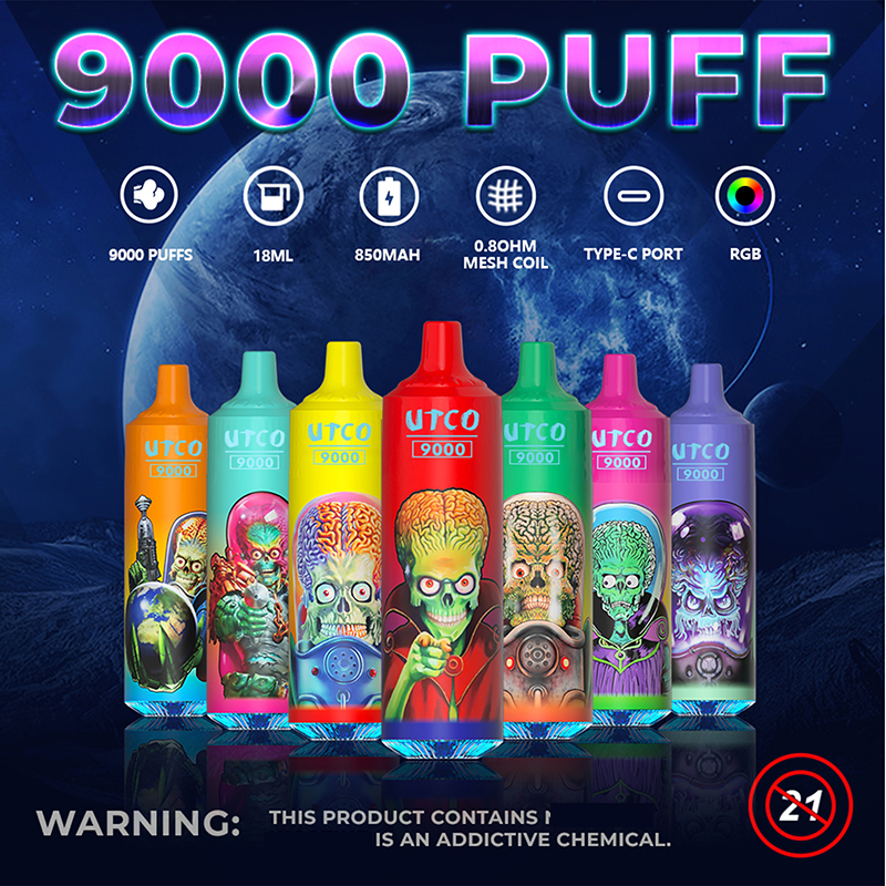 UTCO Tornado 9000 Puff Disposable E-cigarettes Disposable E-cigarettes 18ml Prefilled 850mah Rechargeable Battery Mesh Coil RGB light VS RandM
UTCO Tornado 9000 Puff Disposable E-cigarettes Disposable E-cigarettes 18ml Prefilled 850mah Rechargeable Battery Mesh Coil RGB light VS RandM