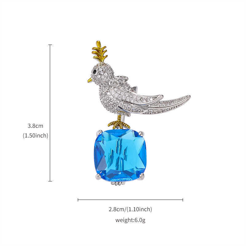 Pins Brooches WEIMANJINGDIAN New Arrival of High Quality Cubic Zirconia Bird Ice Cube Jewelry Chest G230529