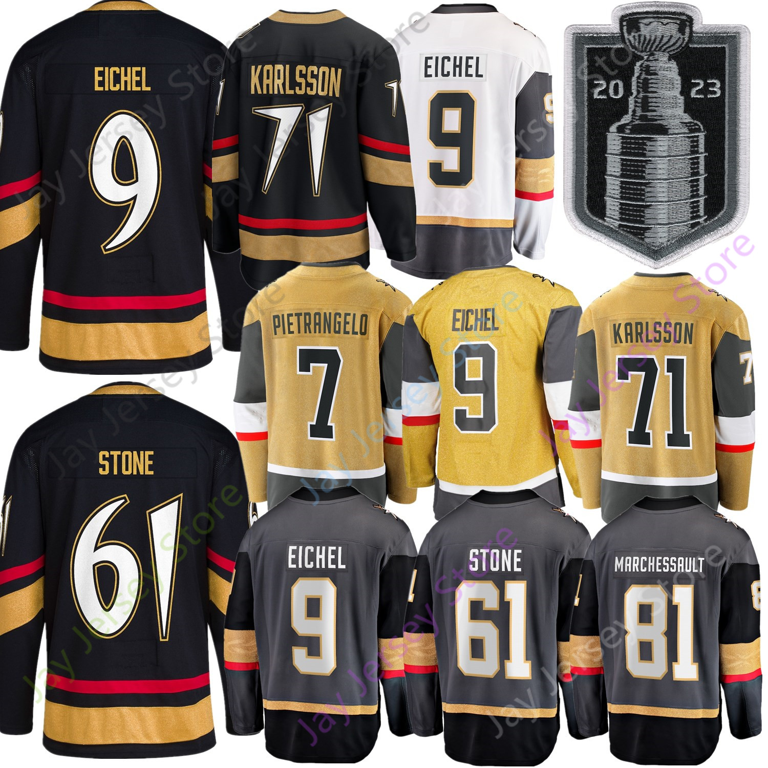 Hockey Jersey 7 Alex Pietrangelo 81 Jonathan Marchessault 61 Mark Stone 71 William Karlsson 9 Jack Eichel Black Grey Gold White Size S-3XL, 3 no name cream pinstripe
Hockey Jersey 7 Alex Pietrangelo 81 Jonathan Marchessault 61 Mark Stone 71 William Karlsson 9 Jack Eichel Black Grey Gold White Size S-3XL, 3 no name cream pinstripe