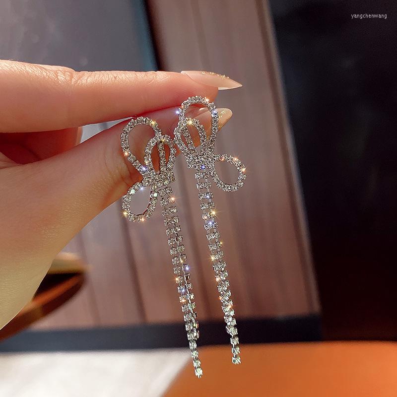 Stud Earrings Asthetic Earings Rhinestone Fringe Hanging Zircon Shiny Wedding Statement Party Jewelry G