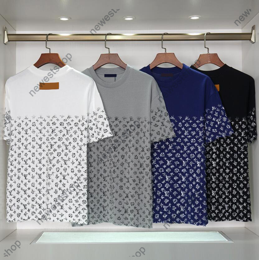 Summer France Mens Tees Polos Paris Gradient letters Tee t shirt designer t shirts 23SS womens round neck t-shirts white black cotton Street Casual Tshirt