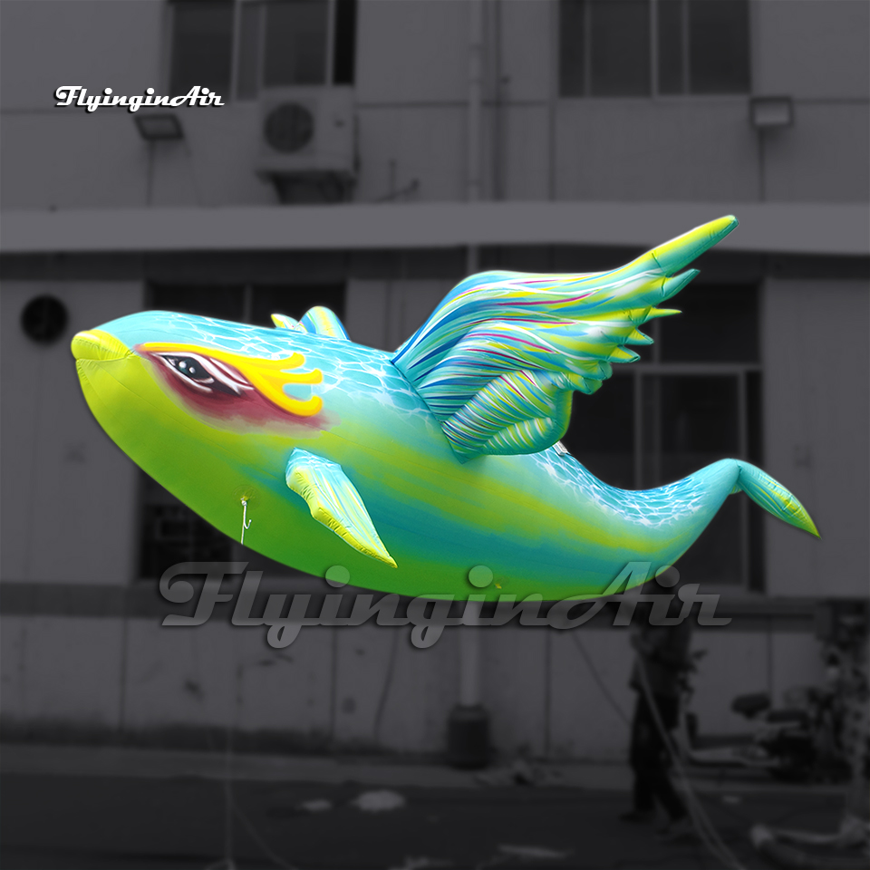 Fantastic Hanging Large Inflatable Flying Fish Balloon Sea Theme Decorations Cartoon Animal With Wings For Aquarium Event