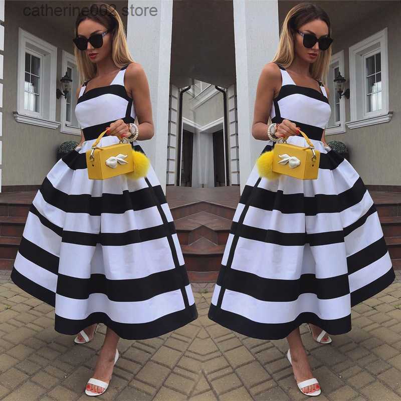 Casual Dresses Casual Dresses Women Elegant Off Shoulder Long Party Dress Summer Striped Print Sleeveless Fashion Chic A-Line Suspender Beach T230601