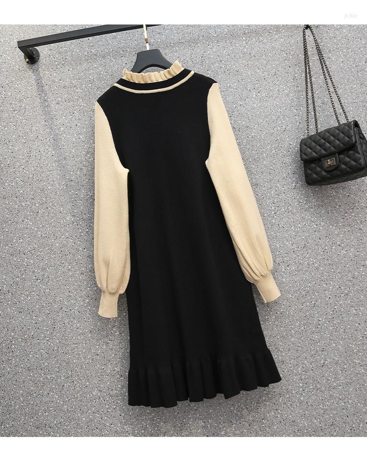 Casual Dresses Good Quality Pregnant Woman Thick Sweater Winter Fashion Pregnancy Clothes Long Lantern Sleeve Patchwork Maternity Knitted