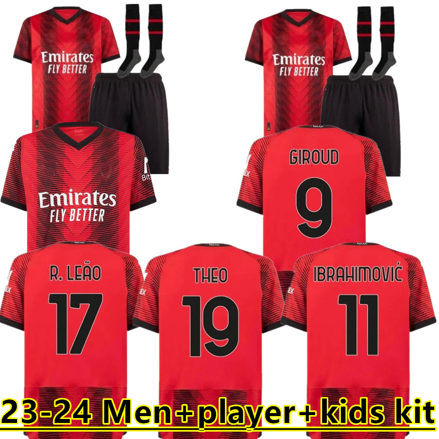 IBRAHIMOVIC 22 23 24 AC MILANS soccer jerseys Player Fans GIROUD DE KETELAERE R. LEAO TONALI THEO 2023 2024 football shirt special fourth 4th men kids kit uniform Set 666, Black
IBRAHIMOVIC 22 23 24 AC MILANS soccer jerseys Player Fans GIROUD DE KETELAERE R. LEAO TONALI THEO 2023 2024 football shirt special fourth 4th men kids kit uniform Set 666, Black