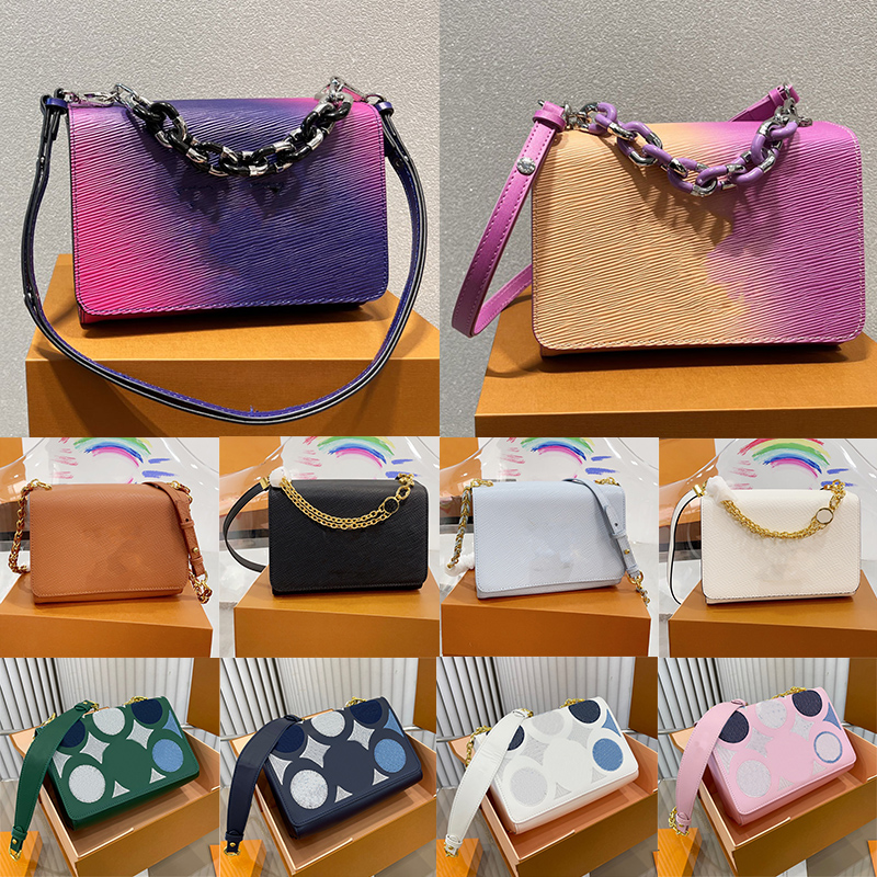 Twist MM bag Gradient style High Quality Epi grained leather flap women's Handbag Fashion Metal Chain braided leather shoulder Crossbody Luxury Designer bags 23, 14/golden letters
Twist MM bag Gradient style High Quality Epi grained leather flap women's Handbag Fashion Metal Chain braided leather shoulder Crossbody Luxury Designer bags 23, 14/golden letters