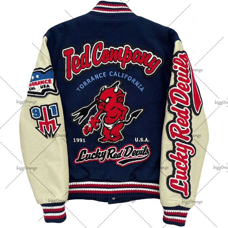 Men's Jackets 2023 American Devil Embroidered Jacket High Street Hip Hop Anime Baseball Uniform Retro Harajuku Goth Oversized Men 230531