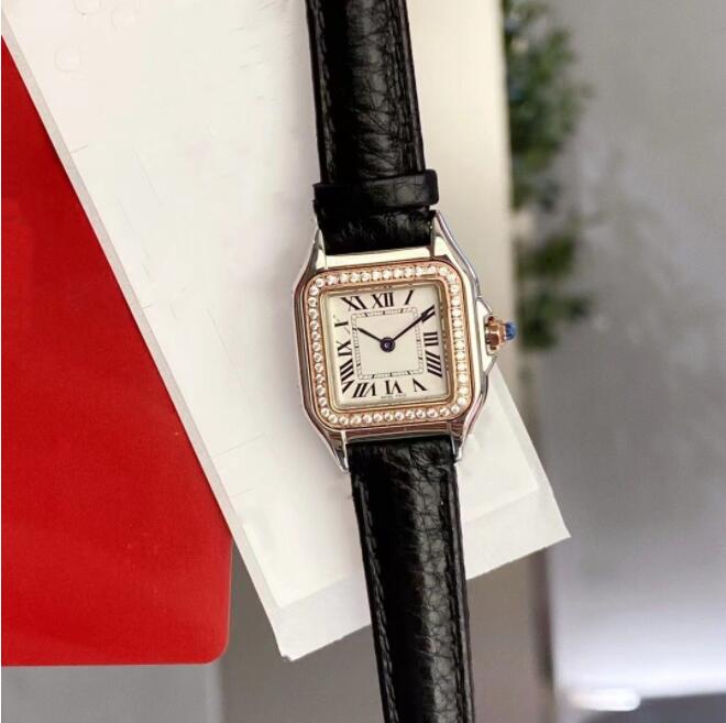 Luxury Watch Stainless Steel 22mm Womens Mens Square Quartz Watchs Leather Steel Strap Sapphire Glass Watches Fashion Sport Diamond Designer WristWatch
