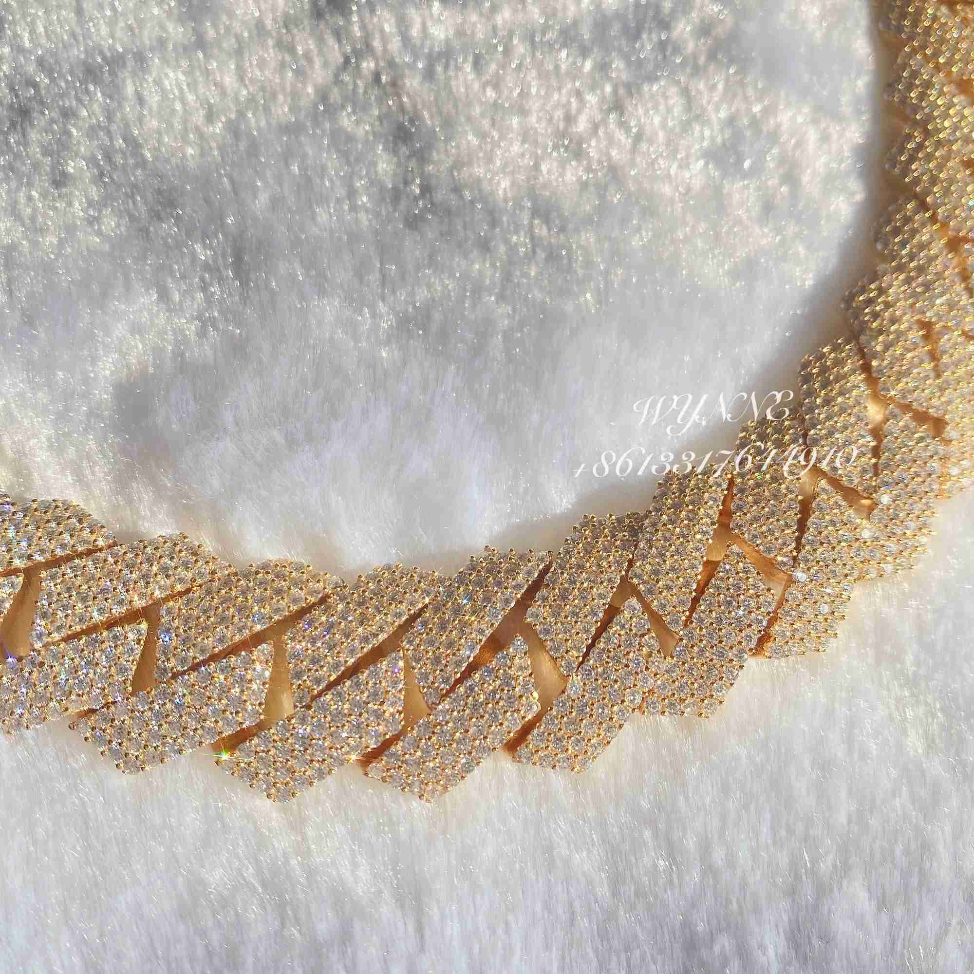 necklace Cuban Link Chain moissanite chain Heavier Big Guy 20mm 4 Row Diamonds 925 Sterling Silver Iced Out Vvs Moissanite Diamond