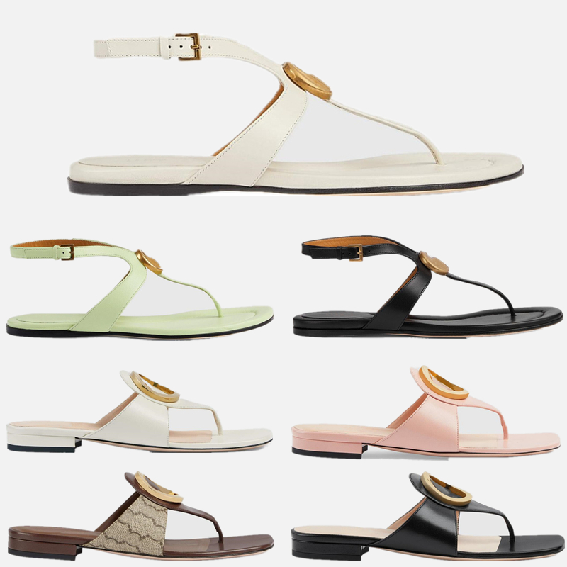 Designer Slides Women Clip Toe Sandals Blondie High Quality Luxury Goods Metal Letters Leather Flat Flip Flops Slippers 35-42