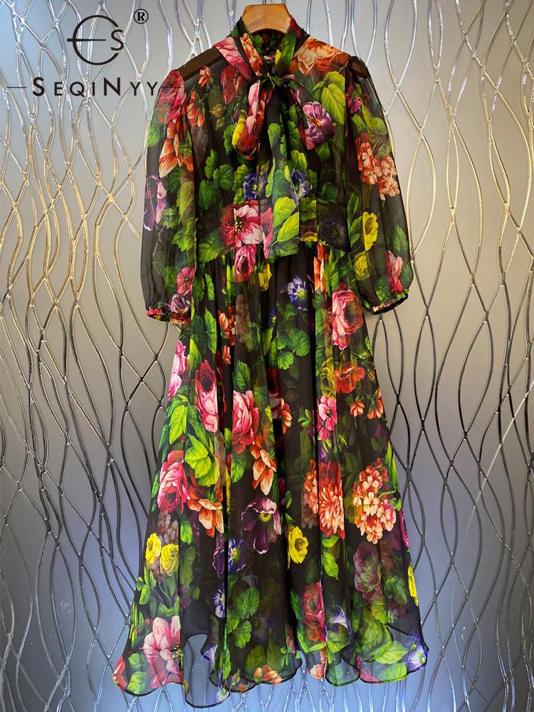 Dresses Seqinyy Sicily Chiffon Dress Summer Spring New Fashion Design Women Runway Vintage Flowers Print Aline Midi Casual Bow, Green
Dresses Seqinyy Sicily Chiffon Dress Summer Spring New Fashion Design Women Runway Vintage Flowers Print Aline Midi Casual Bow, Green