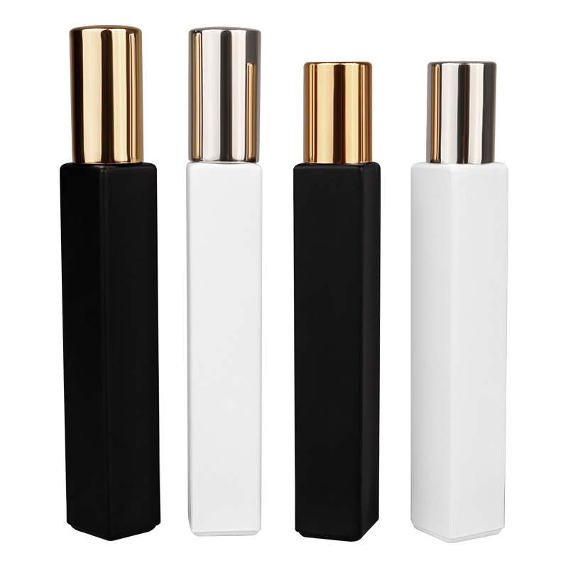10ml Matte Black Glass Spray Perfume Bottles Square Bottle Portable Refillable Cosmetic Dispenser Containers