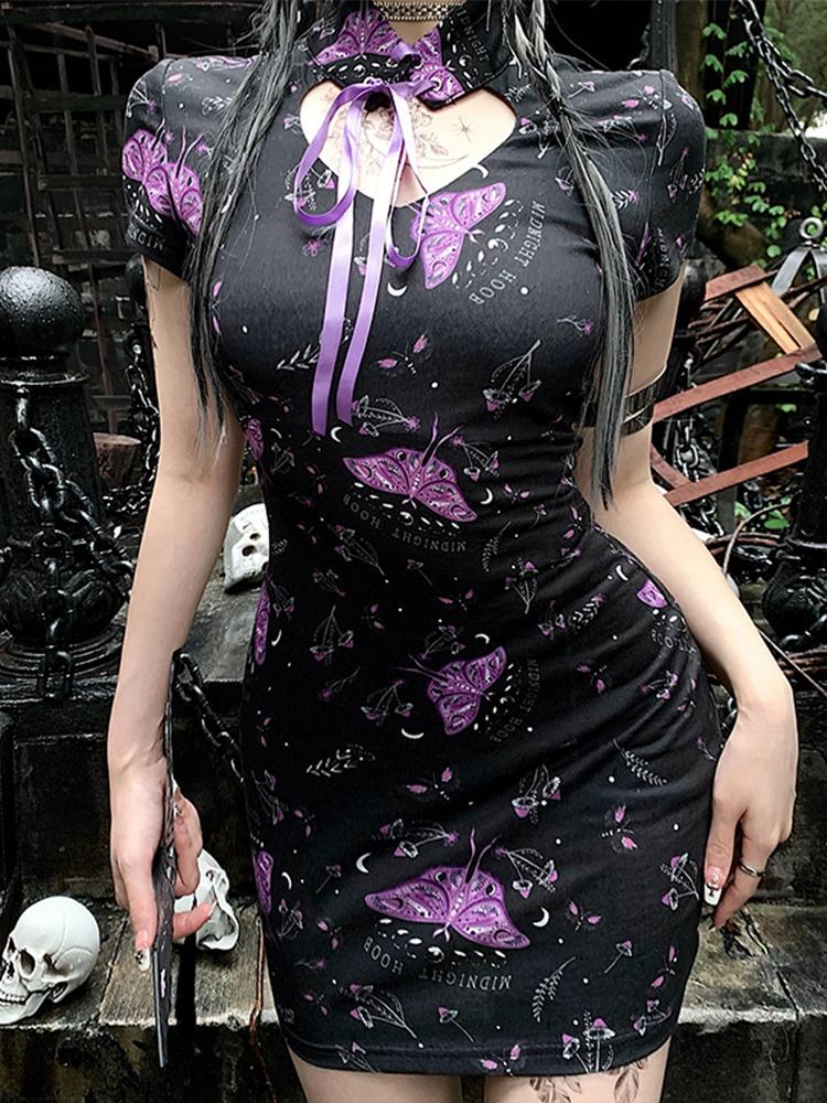 Dresses Yangelo Gothic Butterfly Printed Mini Sexy Dress Black Hollow Out Ribbon Neck Vestdios Grunge Aesthetic Slim Partywear for Women
Dresses Yangelo Gothic Butterfly Printed Mini Sexy Dress Black Hollow Out Ribbon Neck Vestdios Grunge Aesthetic Slim Partywear for Women