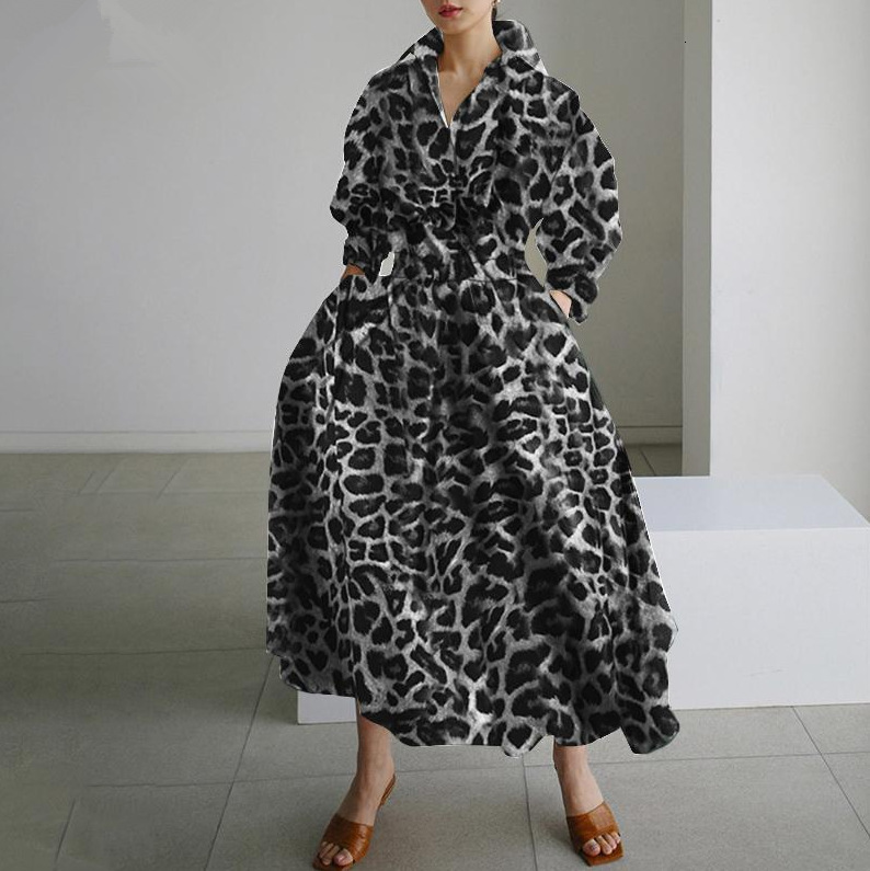 designer dresses for women Basic Casual Dresses S-5XL Korean Fashion Long Sleeve Shirt Dress Chic Turndown Neck Ruched Maxi Dress Women Autumn Winter 