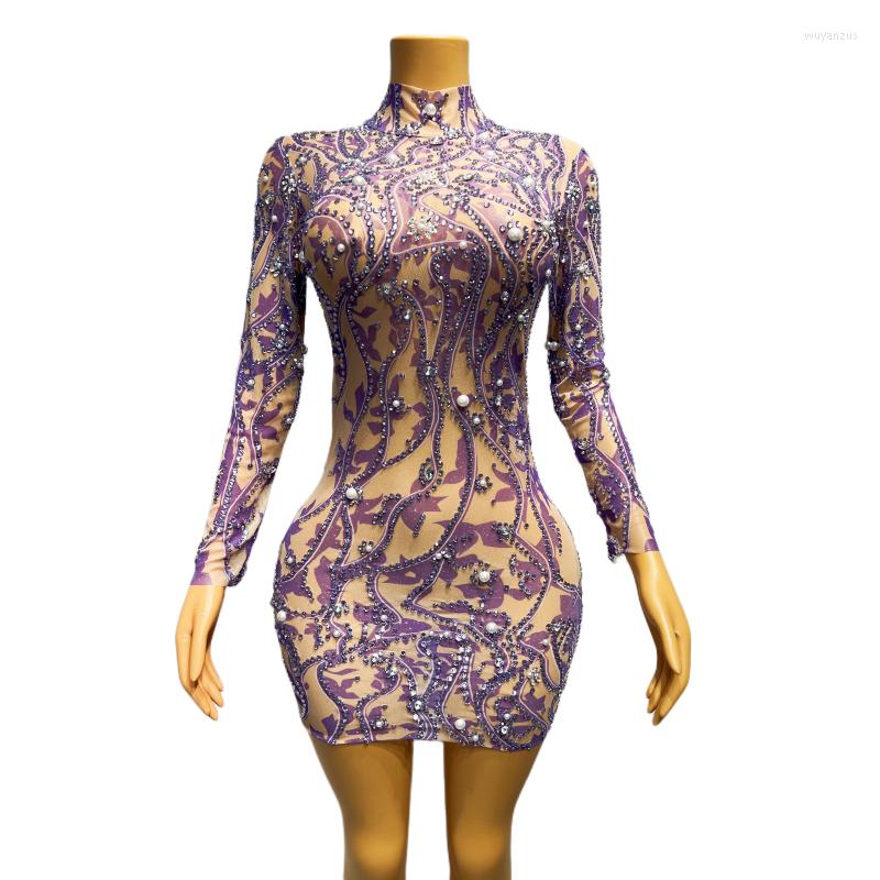 Stage Wear Sexy Sparkly Rhinestones Pearls Transparent Long Sleeves Dress Evening Birthday Celebrate Costume Butterfly Dancer Outfit Ziye, Purple
Stage Wear Sexy Sparkly Rhinestones Pearls Transparent Long Sleeves Dress Evening Birthday Celebrate Costume Butterfly Dancer Outfit Ziye, Purple
