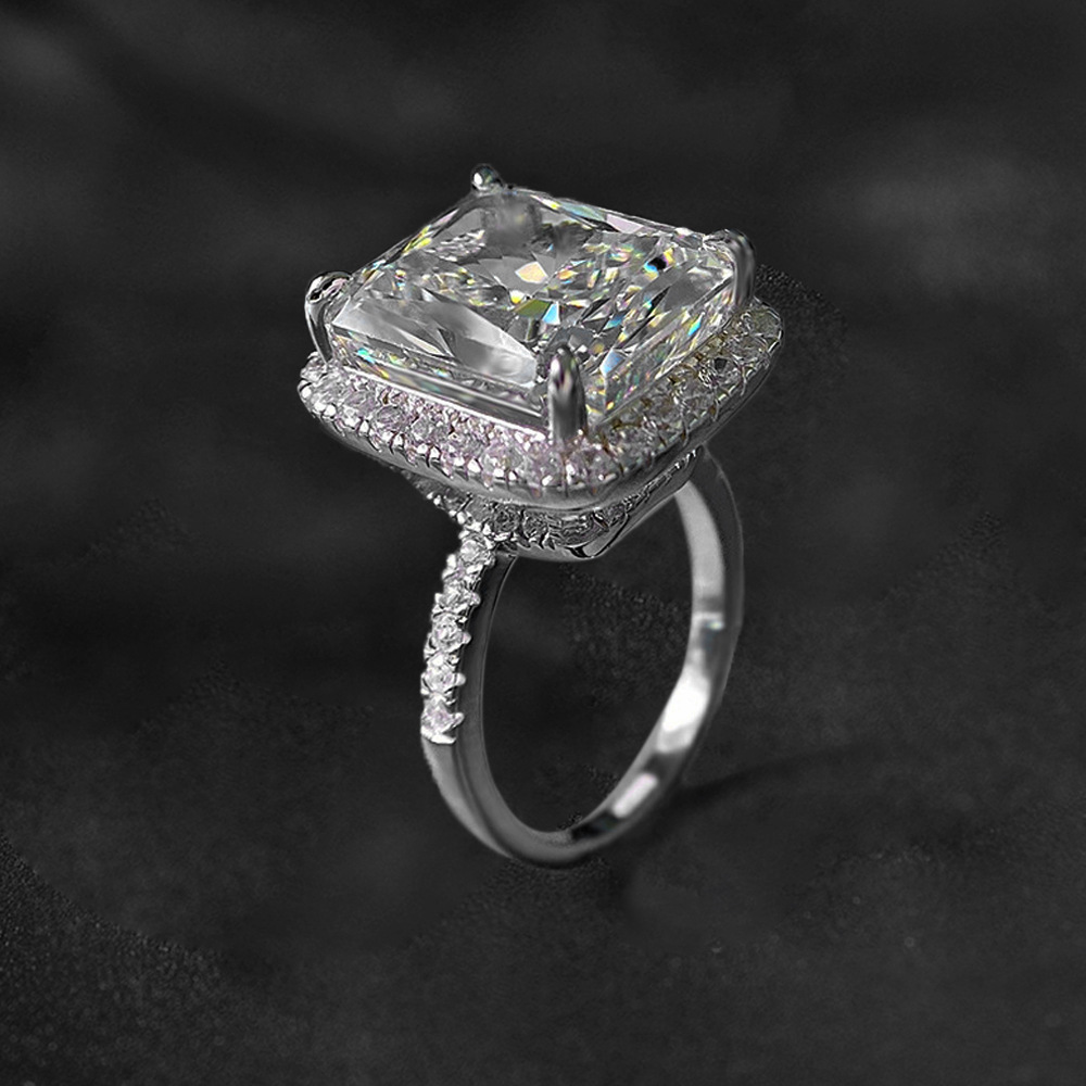 Handmade 8ct Moissanite Diamond Ring 100% Real 925 sterling silver Party Wedding band Rings for Women Men Engagement Jewelry