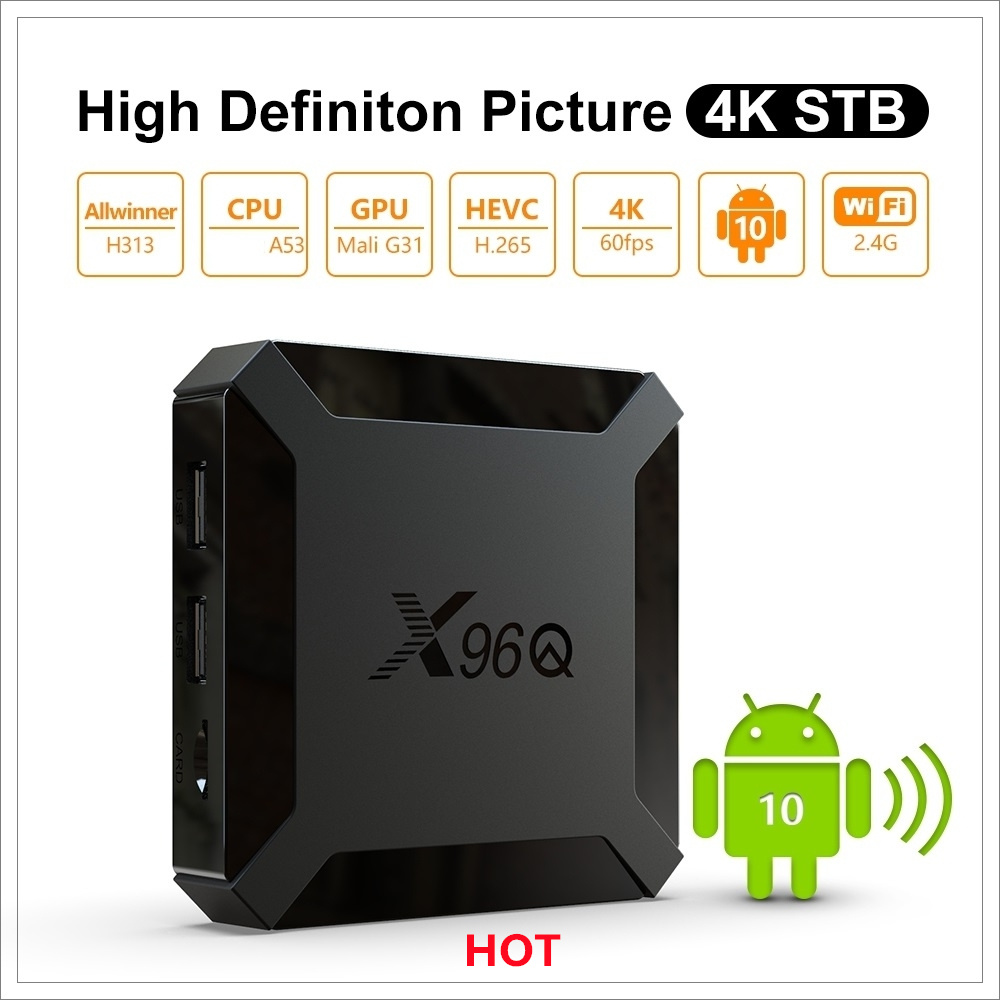 X96Q Android 10.0 X96 Q Smart TV BOX Allwinner H313 Quad Core 2GB 16GB 2.4GHz WiFi media Mini Set-Top Box
