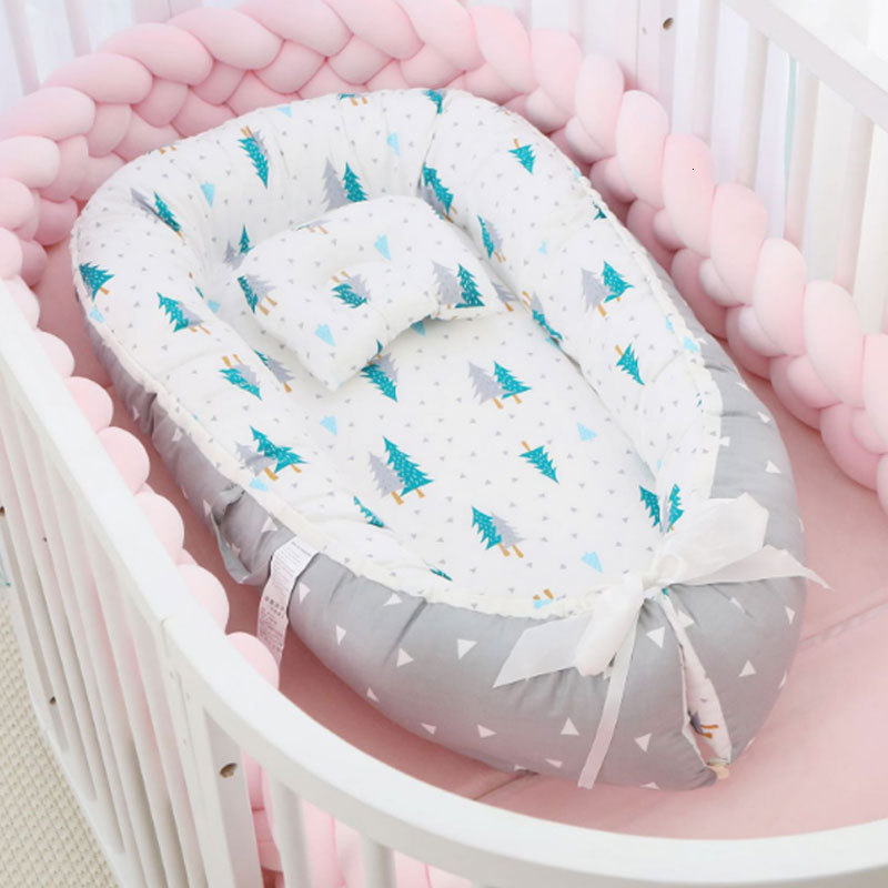 Bed Rails 85x55CM Portable Baby Pressureproof Crib Bionic Pillow Mommy Hug Travel Removable born Sleeping Nest 230601