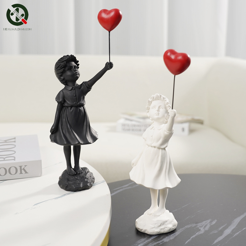 

Decorative Objects Figurines Flying Balloon Girl Figurine Banksy Home Decor Modern Art Sculpture Resin Figure Craft Ornament Collectible Statue 230602