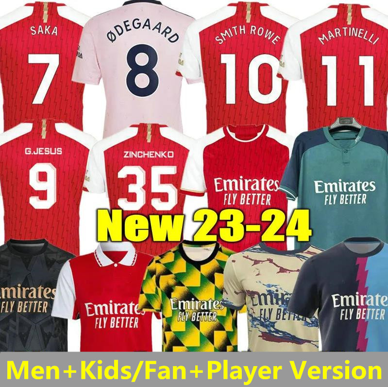 23 New 24 Saka Odegaard Arsen Soccer Jerseys Kit Martinelli Women Love Unites 2023 2024 Smith Rowe Football Shirt Men Kids Kit Sets G.jesus 20 20