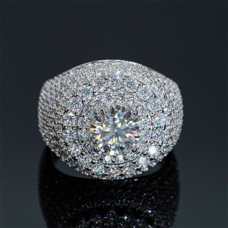 Elegant Men Women Rings S925 Sterling Silver 8mm Moissanite Diamond Ring for Men Women Party Wedding Nice Gift