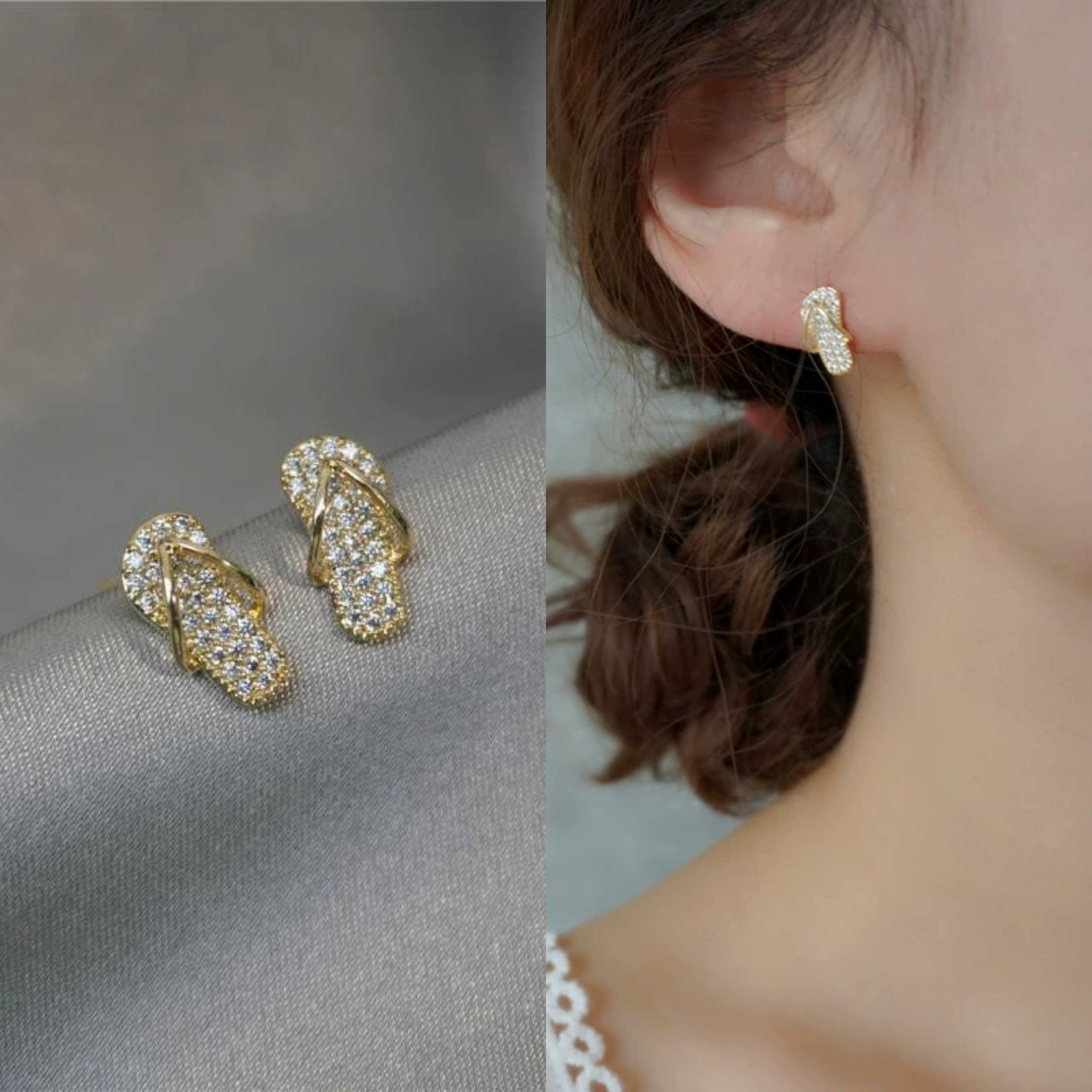 20 Style Cute Mini Shoes Slipper Zircon Stud For Women Gold Color Unusual Earrings Korean Fashion Party Jewelry Free shipping