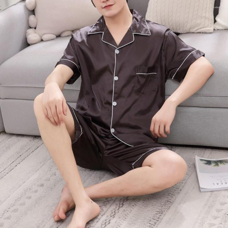 Men's Sleepwear Men Pajamas Set Solid Color Turn-down Collar Nightie Button Closure Short Sleeves Quick Drying For, Brown
Men's Sleepwear Men Pajamas Set Solid Color Turn-down Collar Nightie Button Closure Short Sleeves Quick Drying For, Brown