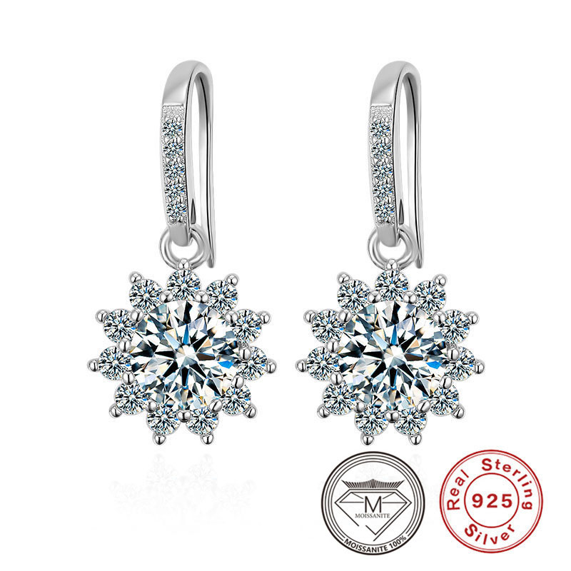 925 Sterling Silver Sunflower Stud Earrings for Women Luxury Moissanite Earring Imitation Diamond Ear Studs Jewelry
925 Sterling Silver Sunflower Stud Earrings for Women Luxury Moissanite Earring Imitation Diamond Ear Studs Jewelry