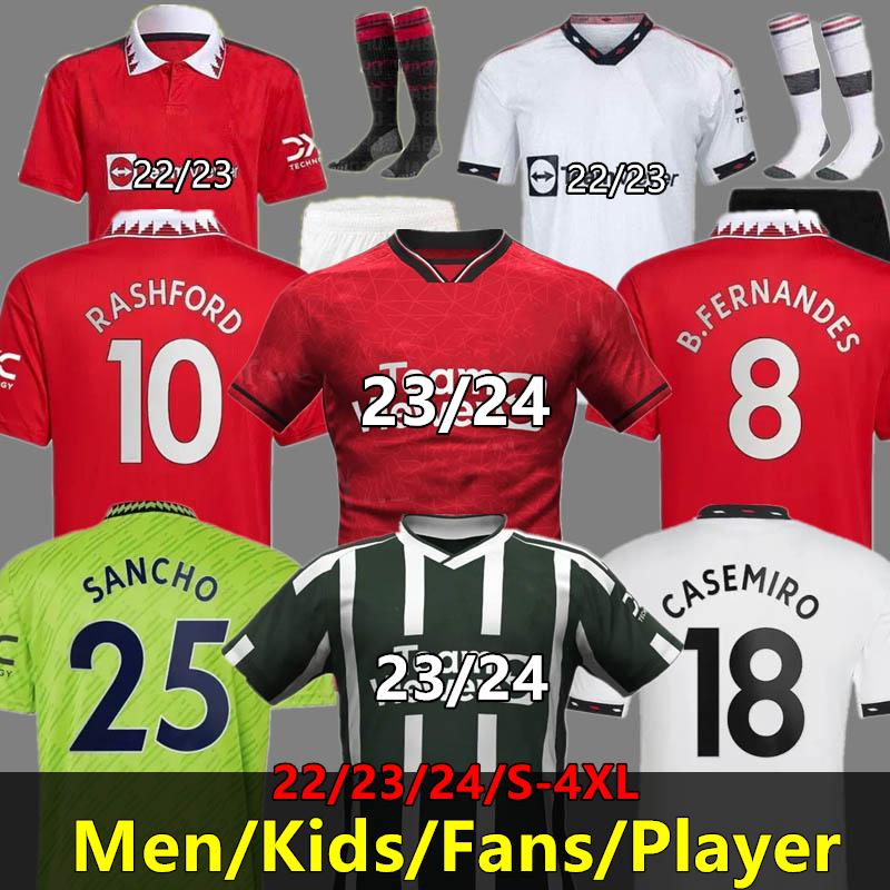 22 23 24 RASHFORD Fans Player Version soccer jerseys BECKHAM CANTONA 2023 SANCHO ANTONY Shirt Kit CASEMIRO GARNACHO MANS BRUNO UTDS FERNANDES Football Kits Sets