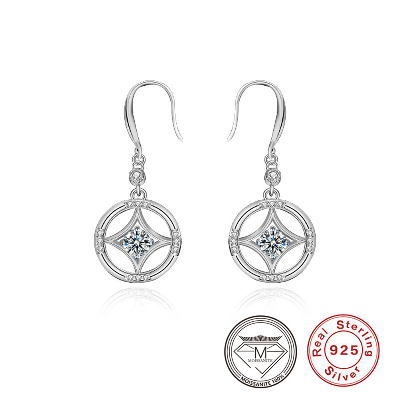 925 Sterling Silver Drop Earrings Chinese Style Coin Shaped Moissanite Earring for Women Gift
925 Sterling Silver Drop Earrings Chinese Style Coin Shaped Moissanite Earring for Women Gift