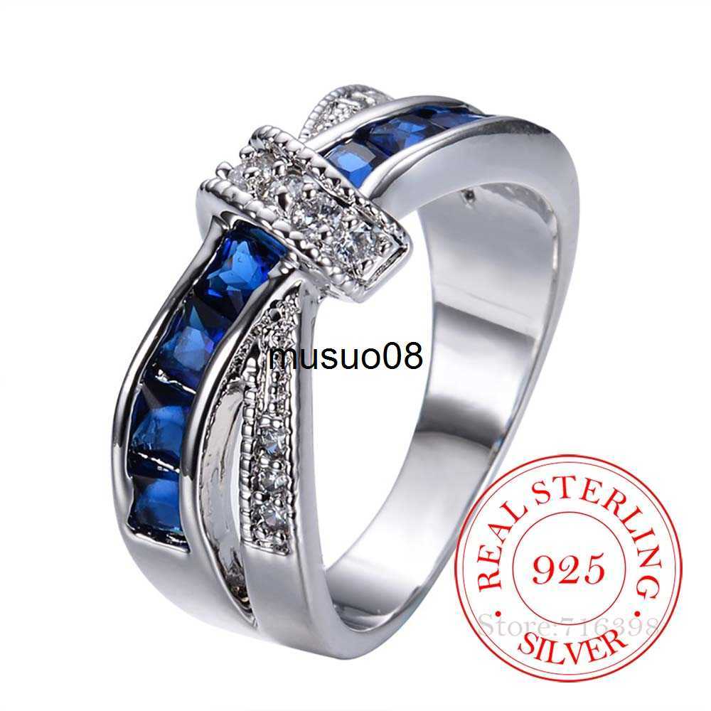 Band Rings 925 Sterling Silver Jewelry Vintage Purple Crystal Couple's Wedding Silver Rings for Women Men Fashion Anel De Prata Bijoux J230602