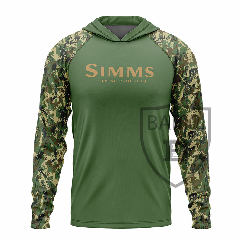 Men's Hoodies Sweatshirts SIMMS Outdoors Fishing Shirt Summer Long Sleeve UPF 50 Quick Dry Breathable Hooded Fishing Clothes Anti-UV Fishing Swea