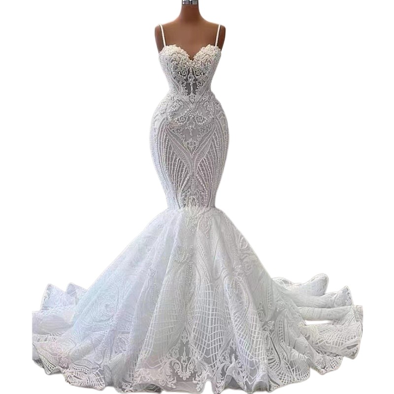 Arabic Aso Ebi White Mermaid Wedding Crystals Lace Dresses Sweetheart Bg Beaded Appliques Sequined Bridal Gown Backless Tulle Bride Dress 403 6660311