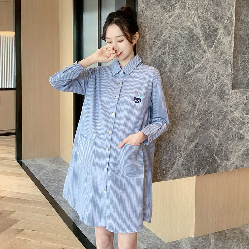 Maternity Dresses 2022 Embroidery Striped Pregnant Women's Dress Blouses Dress Spring and Autumn Pregnant Women's Clothing G220602, Blue stripes
Maternity Dresses 2022 Embroidery Striped Pregnant Women's Dress Blouses Dress Spring and Autumn Pregnant Women's Clothing G220602, Blue stripes