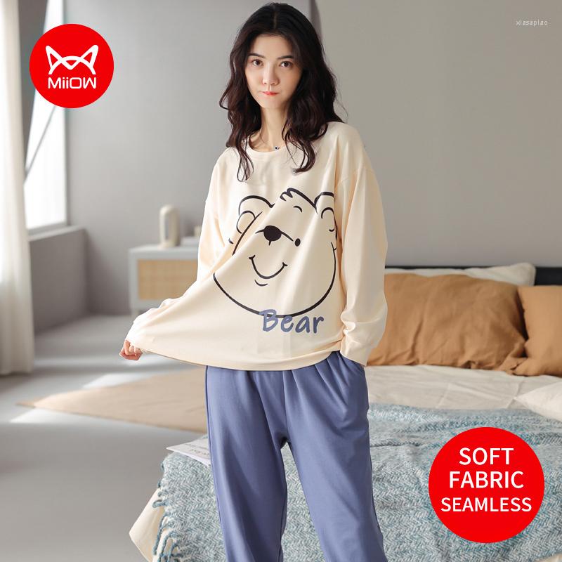 Women's Sleepwear MiiOW Cute Bear Pajamas Set Cotton Soft Nightwear Long-sleeved Trousers Autumn And Winter Loungewear Women's Homewear, Ky-8689
Women's Sleepwear MiiOW Cute Bear Pajamas Set Cotton Soft Nightwear Long-sleeved Trousers Autumn And Winter Loungewear Women's Homewear, Ky-8689