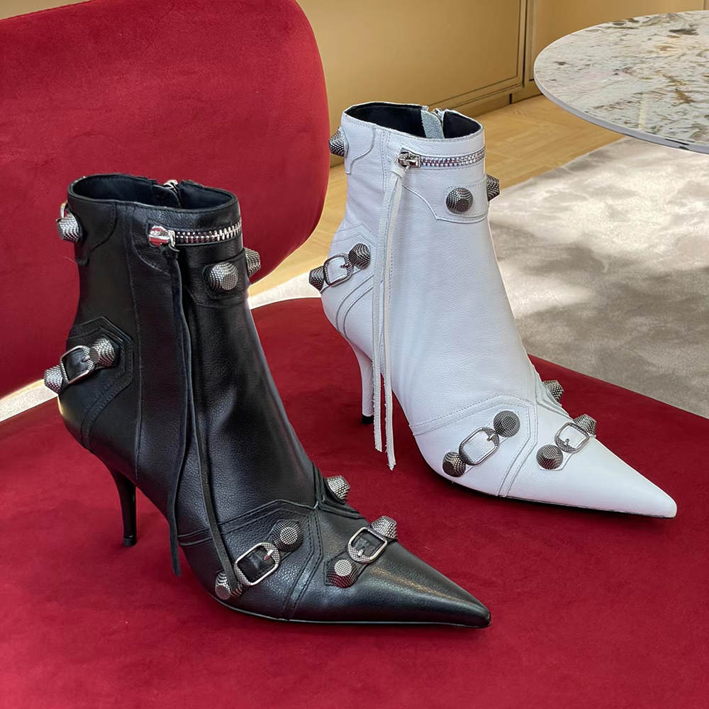 Women's dermis stiletto short boots tassel pointed locomotive stud buckle embellished side zip boots Luxury designer high shoes factory footwear With box, Black
Women's dermis stiletto short boots tassel pointed locomotive stud buckle embellished side zip boots Luxury designer high shoes factory footwear With box, Black