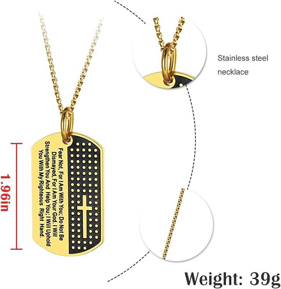 Mens Dog Tag Pendant Necklace Chain With Cross Stainless Steel Necklaces With Bible 18k Gold Plated Collier Jewelry Bijoux Wholesale