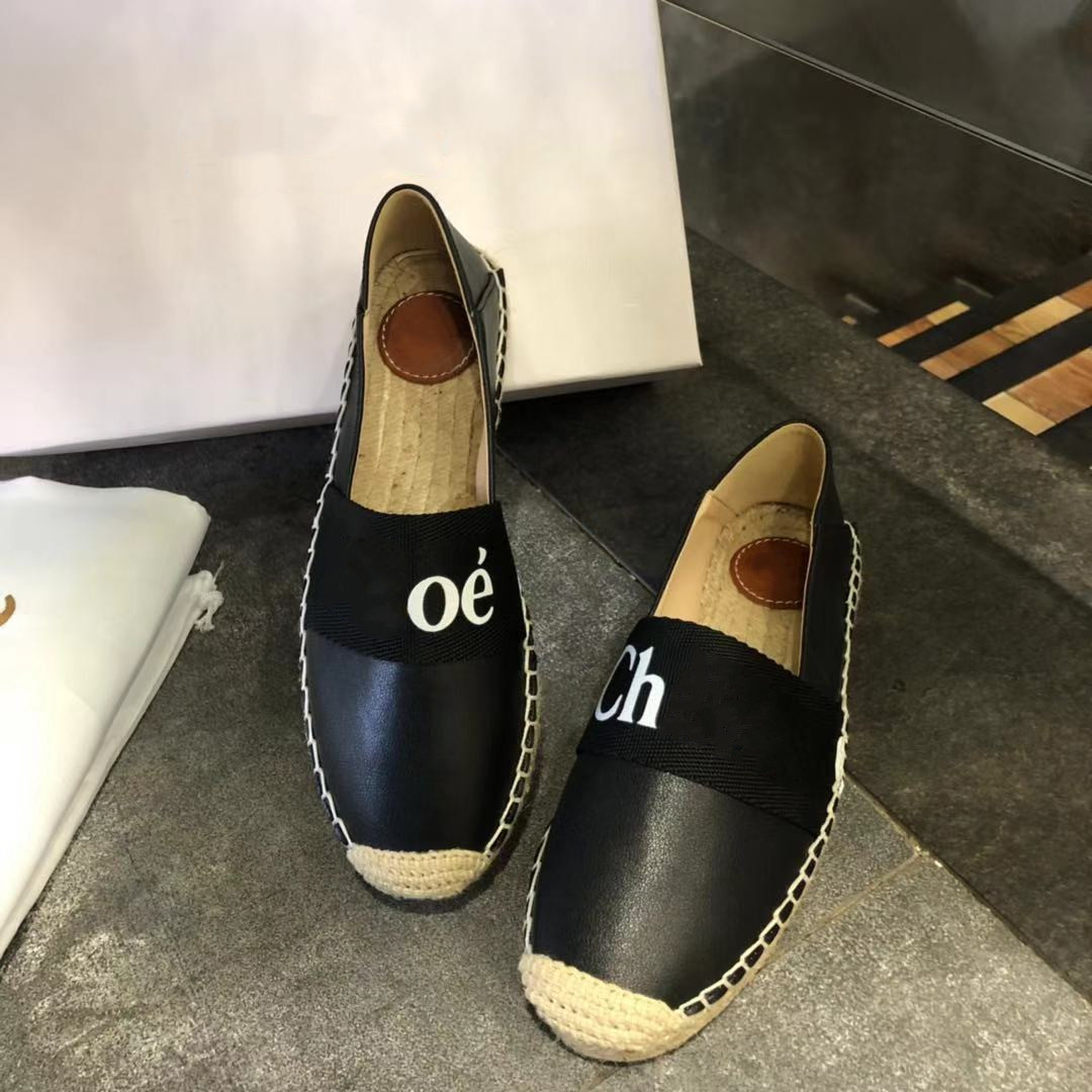 Branded CHIOE CLOE Women casual shoes Woody Flat Espadrilles womens ladies Fisherman shoes leather Sandals Summer knit weave Sole canvas shoe loafers, Cle601-1
