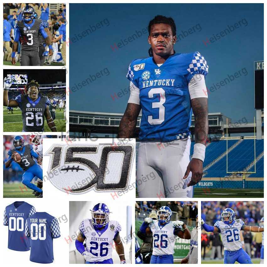 

NCAA Kentucky Wildcats College Football Jerseys 20 Kavosiey Smoke 85 Bryce Oliver 12 Chance Poore 22 Chris Oats Josh Allen Custom Stitched, Youth blue