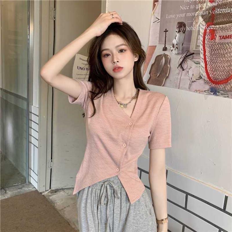 Women' T Shirts Women Solid Short T-shirt Summer 2023 Slim Short-sleeved Tops Tide Woman Tees Female Clothing, Dark gray
Women' T Shirts Women Solid Short T-shirt Summer 2023 Slim Short-sleeved Tops Tide Woman Tees Female Clothing, Dark gray