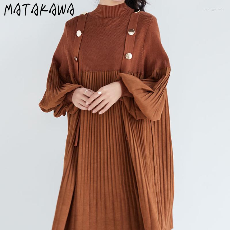 Casual Dresses Matakawa Japan Style Women Vintage Loose Pleated Lantern Sleeve Vestidos De Mujer Solid Patchwork Autumn Winter Dress, Brown
Casual Dresses Matakawa Japan Style Women Vintage Loose Pleated Lantern Sleeve Vestidos De Mujer Solid Patchwork Autumn Winter Dress, Brown