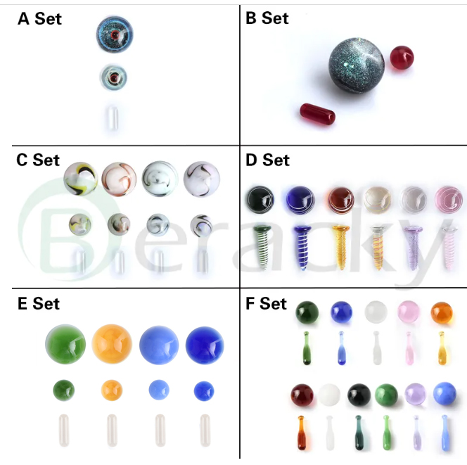 6 Styles Slurpers Accessories With Ruby Pearls/Pills 12mm 14mm 20mm 22mmOD Glass Marbles Screw Set For Terp Slurper Quartz Banger Nails