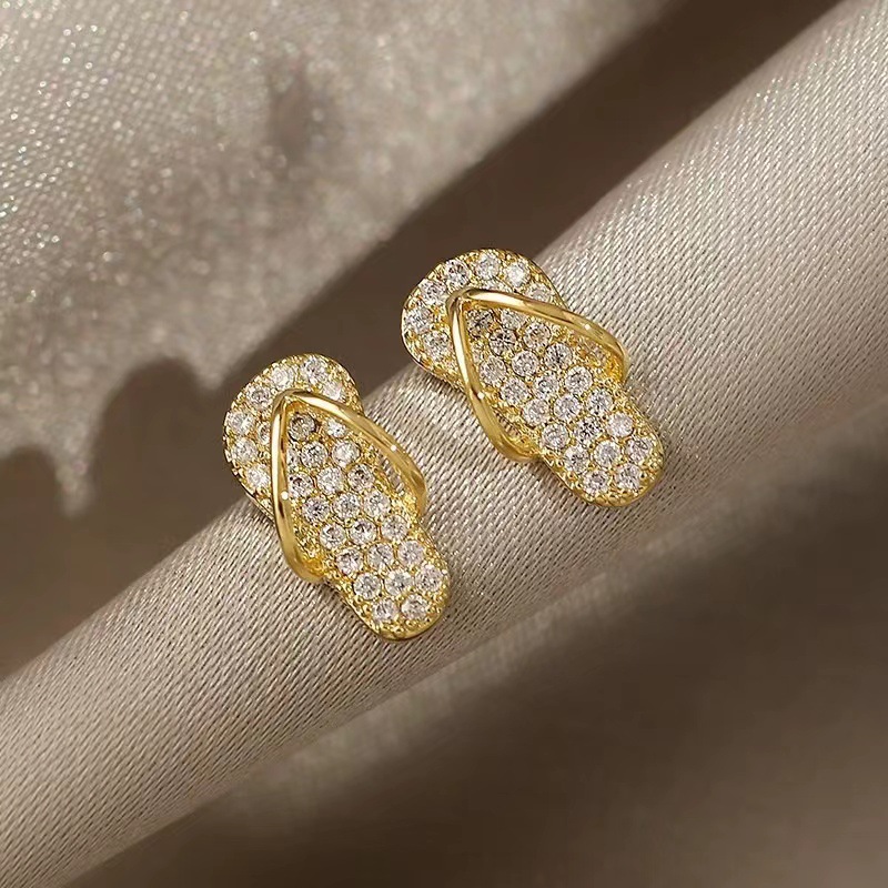 20 Style Cute Mini Shoes Slipper Zircon Stud For Women Gold Color Unusual Earrings Korean Fashion Party Jewelry Free shipping